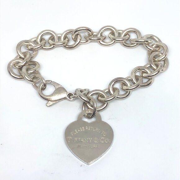 Tiffany 925 Sterling Silver RTT Return Heart Bracelet Engraved
